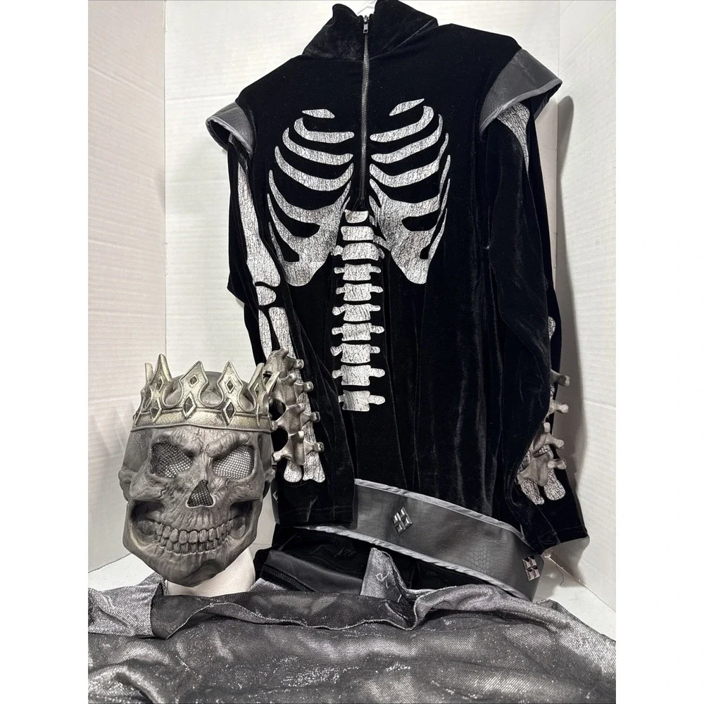 Spirit Halloween Costume Deluxe Skeleton King Shirt w/ Attached 55